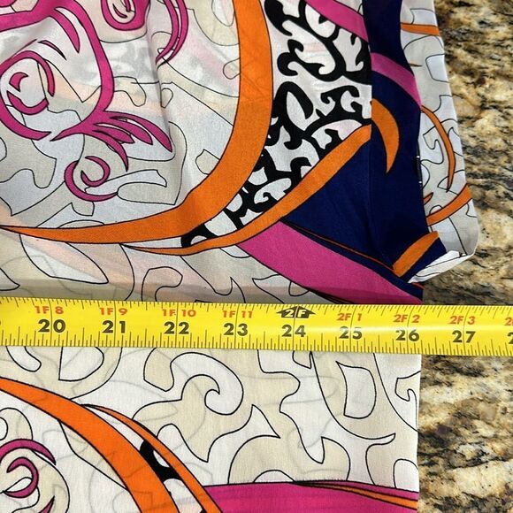 Analili Silk Colorful Short Sleeve Drawstring Relaxed Fit Tunic Top One Size - Picture 7 of 8